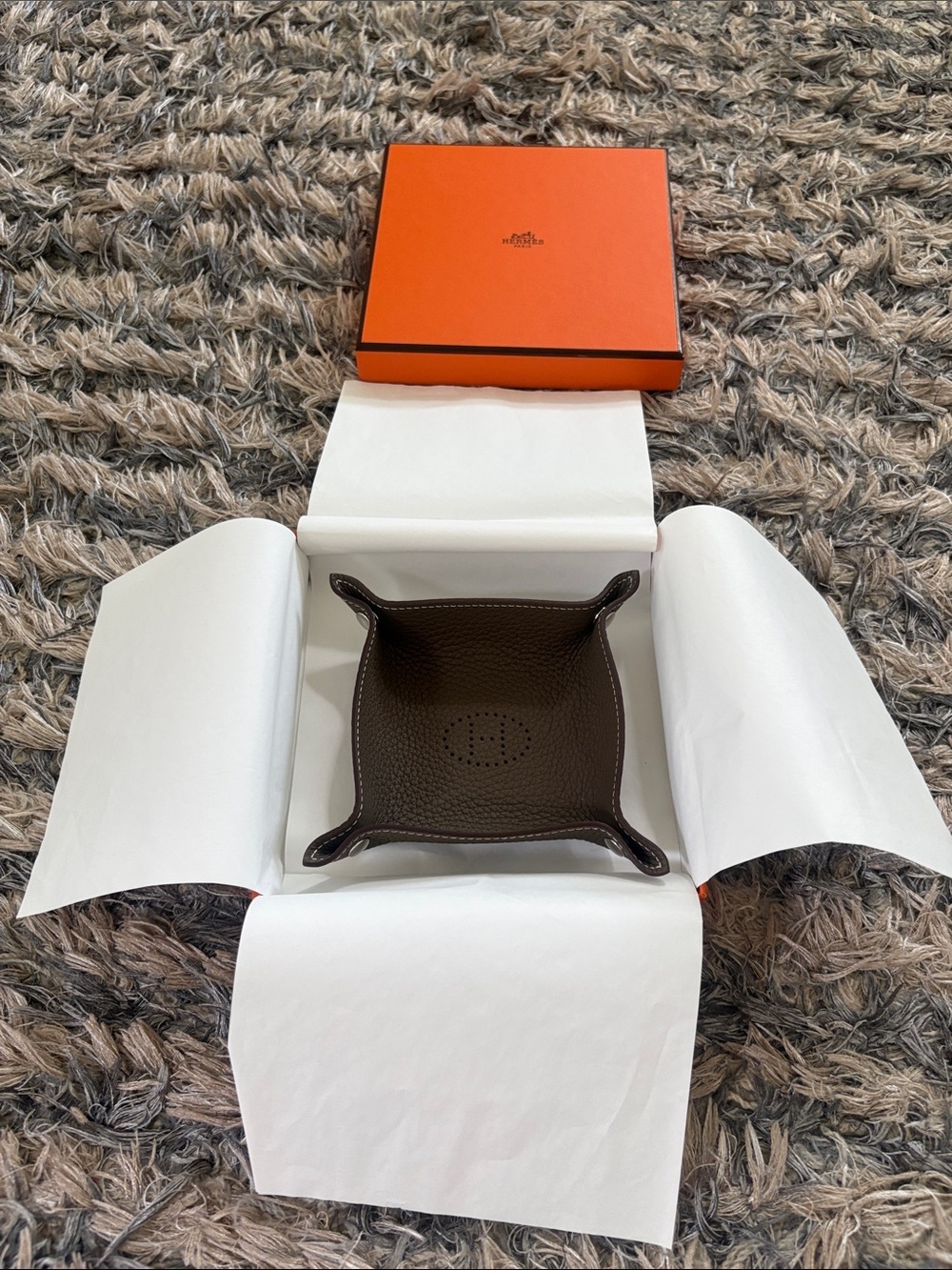 Hermès Mises et Relances H Evelyne Mini Change Tray Brown New In Box